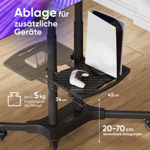 Produktbild für TV-Ständer Onkron TS1351-B, Ablage &amp; Rollen, schwarz, Metall