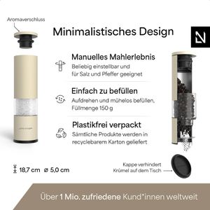 Produktbild für Gewürzmühle LARS-NYSØM Lagom Almond Beige, Höhe 18,7 cm