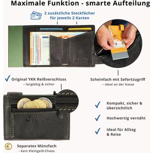 Produktbild für Kreditkartenetui SecWal Echt Leder grün/schwarz, für 10 Karten