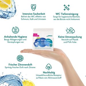 Produktbild für WC-Reiniger HAKA Zitrone, WC Aktiv Tabs