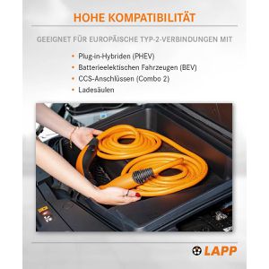 Produktbild für Elektroauto-Ladekabel Lapp Helix Mode 3, IP55, 7 m