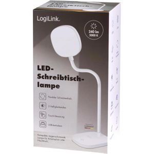 Produktbild für Schreibtischlampe LogiLink Wave, weiß, LED, dimmbar