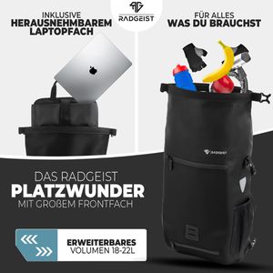 Produktbild für Gepäckträgertasche Radgeist RG-HB-BL-23, schwarz, 22 Liter