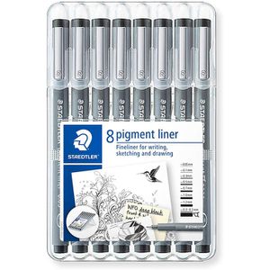Produktbild für Fineliner Staedtler pigment liner, 308 SB8, schwarz