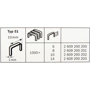 Produktbild für Tackerklammern Bosch 51/6, 2609200200, 6mm