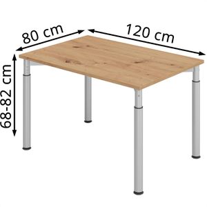 Produktbild für Schreibtisch Hammerbacher Y-Serie, asteiche / silber