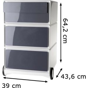 Produktbild für Rollcontainer Paperflow aus Kunststoff, weiß / anthrazit