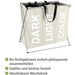 Produktbild für Wäschekorb Wenko Trio Beige, mit 3 Fächern
