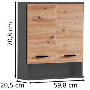 Produktbild für Bad-Hängeschrank Schildmeyer Palermo 157641, eiche / anthrazit