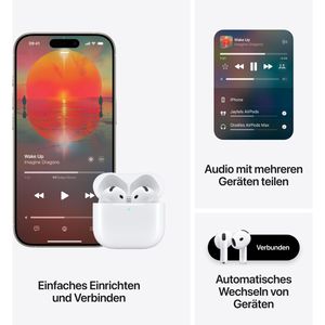 Produktbild für Kopfhörer Apple AirPods, 4. Generation, weiß
