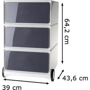 Produktbild für Rollcontainer Paperflow aus Kunststoff, weiß / anthrazit