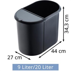 Produktbild für Papierkorb Helit Duo-System H61039-95, schwarz