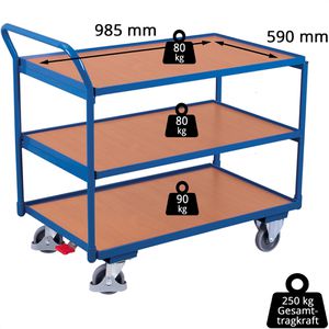 Produktbild für Tischwagen VARIOfit sw-600.600, aus Metall &amp; Holz