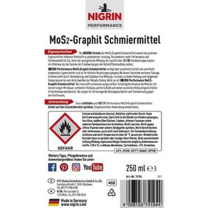 Nigrin Multifunktionsöl Mos2-Graphit-Schmiermittel, Spray, hochdruckstabil,  temperaturresistent, 250ml – Böttcher AG