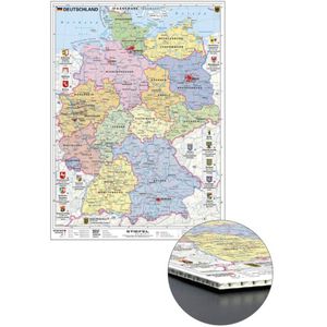 Produktbild für Deutschlandkarte Stiefel Lernkarte mit Wappen, rahmenlos