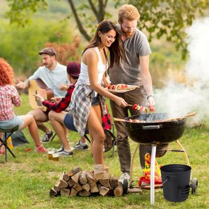 Produktbild für Ascheeimer Relaxdays 10028777, schwarz, mit Holzgriff &amp; Deckel