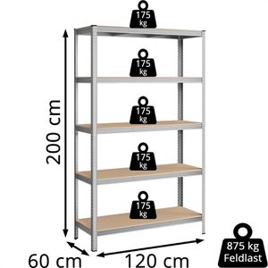 Produktbild für Schwerlastregal Songmics 5 Holzböden