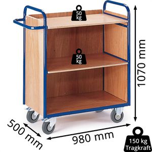 Produktbild für Etagenwagen Rollcart 08-7331, 3 Wände
