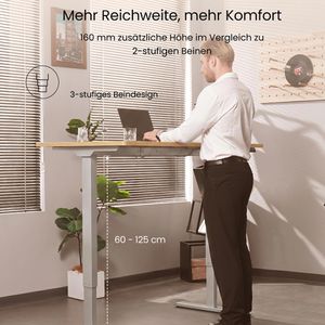 Produktbild für Schreibtisch FlexiSpot E5S, ahorn / grau