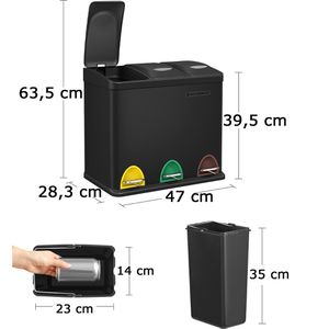 Produktbild für Mülleimer Songmics LTB24BK, schwarz