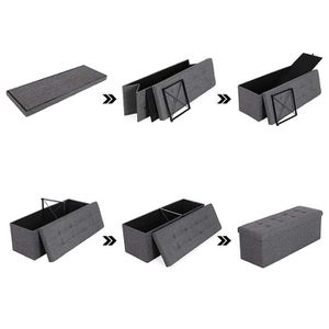 Produktbild für Sitztruhe Songmics dunkelgrau, 110 x 38 x 38cm