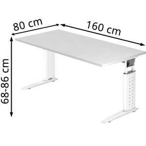 Produktbild für Schreibtisch Hammerbacher U-Serie, weiß / weiß