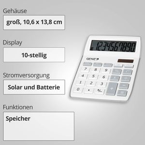 Produktbild für Taschenrechner Genie 840S, weiß/silber