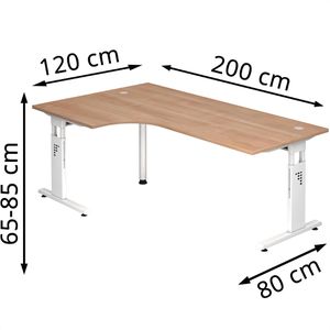 Produktbild für Schreibtisch Hammerbacher O-Serie, nussbaum / weiß