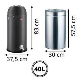 Produktbild für Mülleimer Wesco Kickmaster Maxi, graphit matt