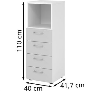 Produktbild für Kombischrank Hammerbacher Serie 9 Advanced, lichtgrau / weiß