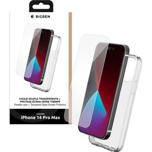 Bigben Handyhülle Clear Case, iPhone 14 Pro Max, mit Displayglas, transparent