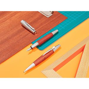 Produktbild für Drehbleistift Faber-Castell e-motion Birnbaum, rotbraun/silber