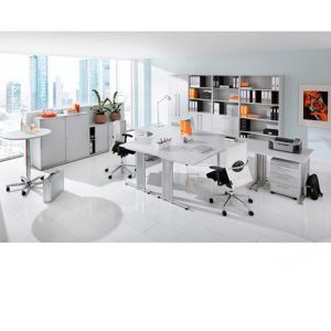 Produktbild für Schreibtisch Hammerbacher N-Serie, lichtgrau / silber