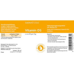 Produktbild für Vitamin-D Sanatura 50 ml, für 1300 Tropfen
