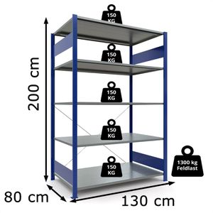 Produktbild für Schwerlastregal Schulte 12780-130-B, 5 Metallböden