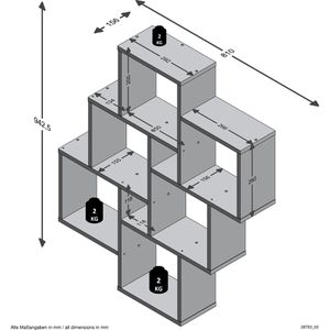 Produktbild für Wandregal FMD-Möbel Laurio 2, 2006-002, weiß