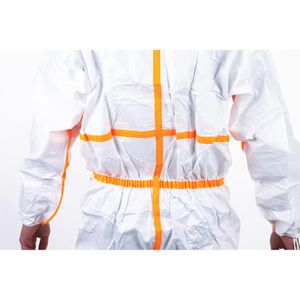 Produktbild für Schutzanzug Uvex 4B mit Füßen, weiß-orange