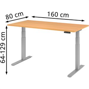 Produktbild für Schreibtisch Hammerbacher XDKB 16, buche / silber