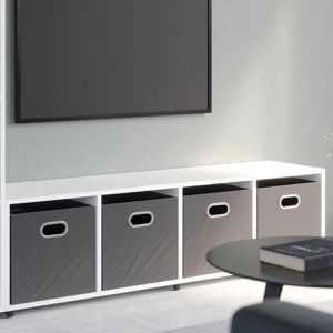 Produktbild für Bücherregal Vicco Ludus, weiß, mit 2 Faltboxen