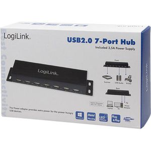 Produktbild für USB-Hub LogiLink UA0148, grau, mit Metallgehäuse