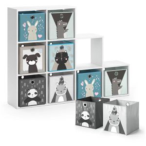 Produktbild für Bücherregal Vicco 63502, weiß, mit 8 Faltboxen