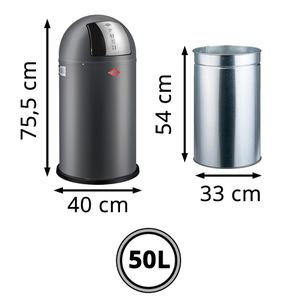 Produktbild für Mülleimer Wesco Pushboy, graphit matt