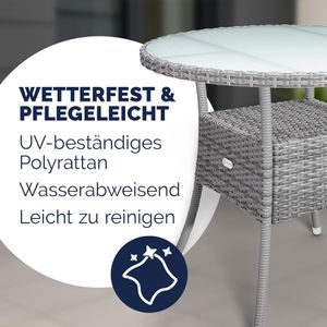 Produktbild für Gartentisch CASARIA 109729, grau, UV-beständig, rund
