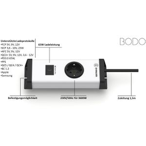 Produktbild für Steckdosenleiste Ehmann Multilader Aluminium, 1,5m