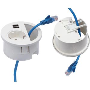 Produktbild für Einbausteckdose EVOline Circle80, mit 3m Kabel