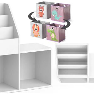 Produktbild für Bücherregal Vicco Luigi Mini, weiß, mit 2 Faltboxen