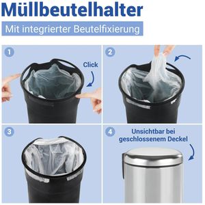 Produktbild für Mülleimer Wenko Leman, silber