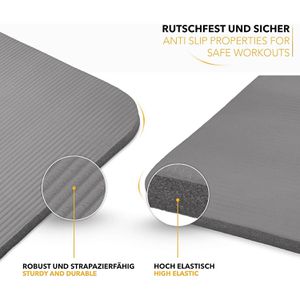 Produktbild für Yogamatte Tresko mit Tragegurt, grau, 1,5 cm stark