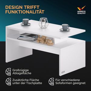 Produktbild für Couchtisch CASARIA Sacramento, aus Holz, weiß