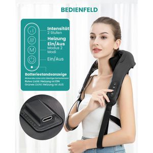 Produktbild für Nackenmassagegerät Nekteck 6D Shiatsu, schwarz, mit Akku
